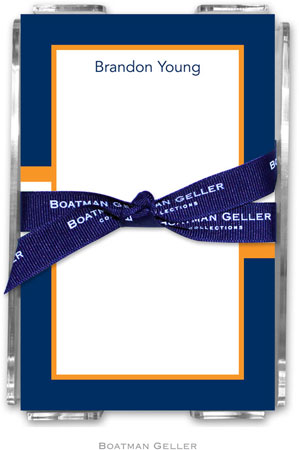 Boatman Geller Memo Sheets with Acrylic Holders - Stripe Navy & Tangerine