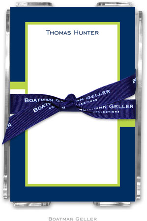 Boatman Geller Memo Sheets with Acrylic Holders - Stripe Navy & Lime Boatman Geller Memo Sheets with Acrylic Holders - Stripe Navy & Lime