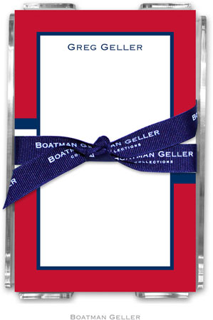 Boatman Geller Memo Sheets with Acrylic Holders - Stripe Red & Navy Boatman Geller Memo Sheets with Acrylic Holders - Stripe Red & Navy