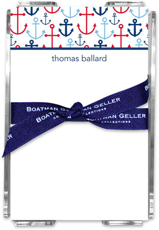 Boatman Geller Memo Sheets with Acrylic Holders - Happy Anchor Blue Boatman Geller Memo Sheets with Acrylic Holders - Happy Anchor Blue