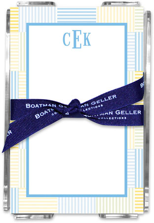 Boatman Geller Memo Sheets with Acrylic Holders - Seersucker Patch Light Blue Boatman Geller Memo Sheets with Acrylic Holders - Seersucker Patch Light Blue