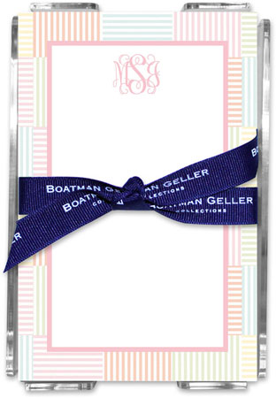 Boatman Geller Memo Sheets with Acrylic Holders - Seersucker Patch Light Pink Boatman Geller Memo Sheets with Acrylic Holders - Seersucker Patch Light Pink
