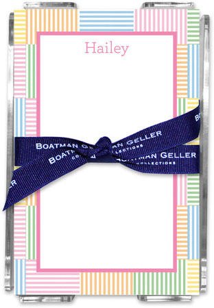 Boatman Geller Memo Sheets with Acrylic Holders - Seersucker Patch Pink