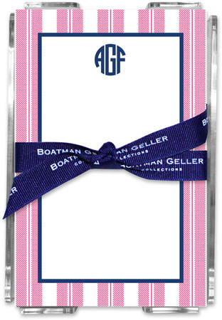 Boatman Geller Memo Sheets with Acrylic Holders - Vineyard Stripe Raspberry Boatman Geller Memo Sheets with Acrylic Holders - Vineyard Stripe Raspberry