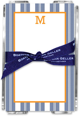 Boatman Geller Memo Sheets with Acrylic Holders - Vineyard Stripe Navy Boatman Geller Memo Sheets with Acrylic Holders - Vineyard Stripe Navy