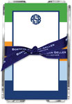 Boatman Geller Memo Sheets with Acrylic Holders - Bold Stripe Navy Orange & Kelly