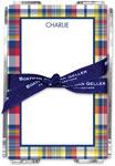 Boatman Geller Memo Sheets with Acrylic Holders - Classic Madras Plaid Navy & Red