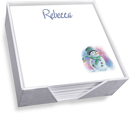 Cheerful Snowman Memo Square with Holder by Embossed Graphics