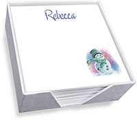 Cheerful Snowman Memo Square with Holder by Embossed Graphics