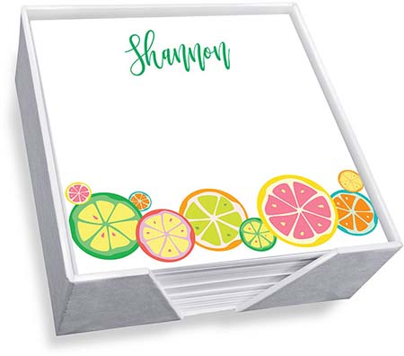 Botanical Fruit Memo Square with Holder by Embossed Graphics Botanical Fruit Memo Square with Holder by Embossed Graphics