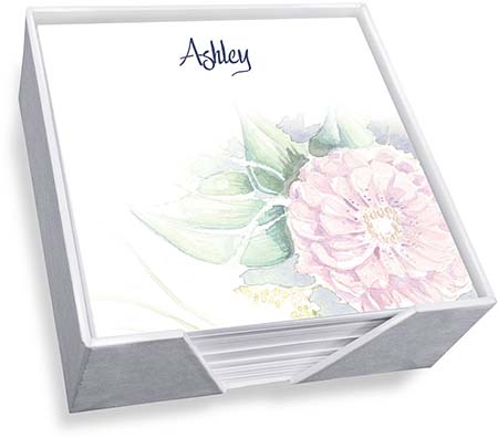 Watercolor Peony Memo Square with Holder by Embossed Graphics Watercolor Peony Memo Square with Holder by Embossed Graphics