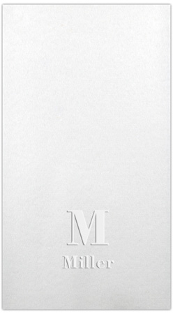 Blind-Embossed Linen-Like Guest Towels by Three Bees (Grandiose Initial & Name)