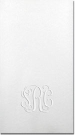 Blind-Embossed Linen-Like Guest Towels by Three Bees (Classy Script Monogram)