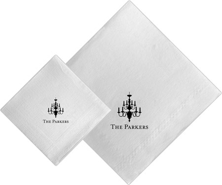 Boatman Geller - Linen-Like Personalized Beverage and Dinner Napkins (Chandelier)