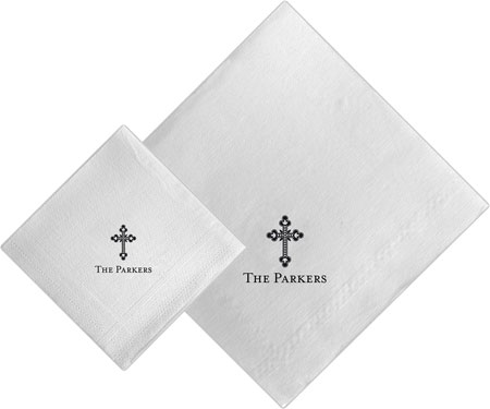 Boatman Geller - Linen-Like Personalized Beverage and Dinner Napkins (Ornate Cross) Boatman Geller - Linen-Like Personalized Beverage and Dinner Napkins (Ornate Cross)