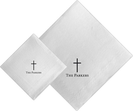 Boatman Geller - Linen-Like Personalized Beverage and Dinner Napkins (Cross)