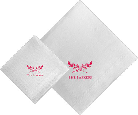 Boatman Geller - Linen-Like Personalized Beverage and Dinner Napkins (Holly Swag) Boatman Geller - Linen-Like Personalized Beverage and Dinner Napkins (Holly Swag)