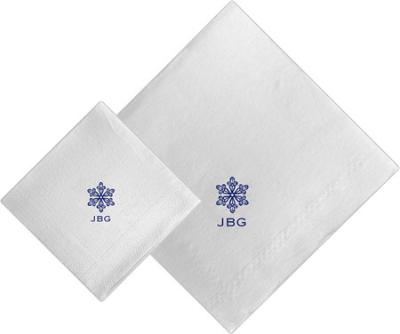 Boatman Geller - Linen-Like Personalized Beverage and Dinner Napkins (Snowflake)