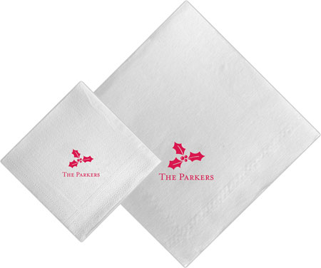 Boatman Geller - Linen-Like Personalized Beverage and Dinner Napkins (Holly) Boatman Geller - Linen-Like Personalized Beverage and Dinner Napkins (Holly)