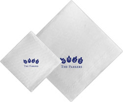 Boatman Geller - Linen-Like Personalized Beverage and Dinner Napkins (Dreidels)