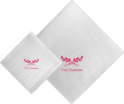 Boatman Geller - Linen-Like Personalized Beverage and Dinner Napkins (Holly Swag)