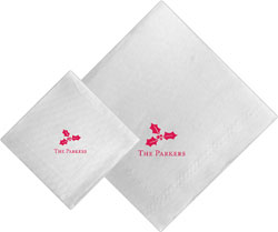 Boatman Geller - Linen-Like Personalized Beverage and Dinner Napkins (Holly)