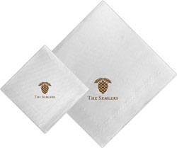 Boatman Geller - Linen-Like Personalized Beverage and Dinner Napkins (Pine Cone)