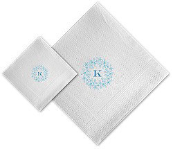 Boatman Geller - Linen-Like Personalized Beverage and Dinner Napkins (Forget Me Not Floral Ring)