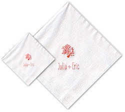 Boatman Geller - Linen-Like Personalized Beverage and Dinner Napkins (Coral)