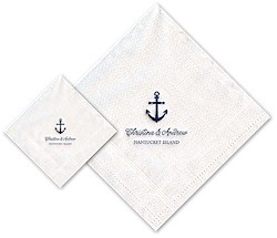Boatman Geller - Linen-Like Personalized Beverage and Dinner Napkins (Anchor)