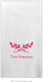 Boatman Geller - Linen-Like Personalized Guest Towels (Holly Swag)