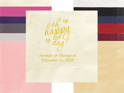 Oh Happy Day Personalized 3-Ply Napkins by Embossed Graphics
