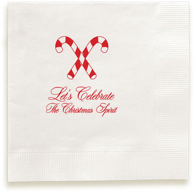 Candy Canes Personalized 3-Ply Napkins by Embossed Graphics