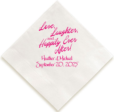 Love, Laughter and Happily Ever After Personalized 3-Ply Napkins by Embossed Graphics Love, Laughter and Happily Ever After Personalized 3-Ply Napkins by Embossed Graphics