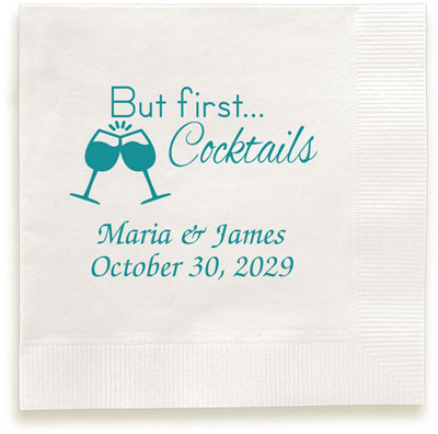 First Comes Love Personalized 3-Ply Napkins by Embossed Graphics