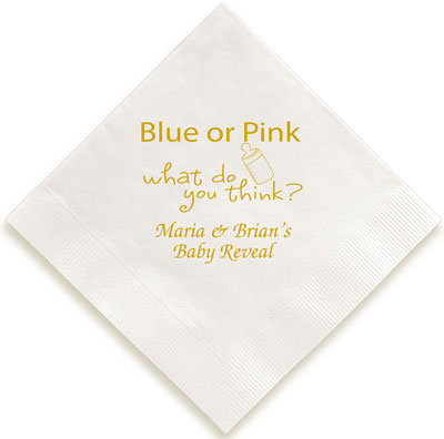 Blue or Pink Personalized 3-Ply Napkins by Embossed Graphics