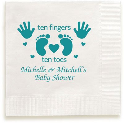 Ten Fingers and Toes Personalized 3-Ply Napkins by Embossed Graphics