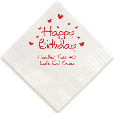 Birthday Heart Personalized 3-Ply Napkins by Embossed Graphics