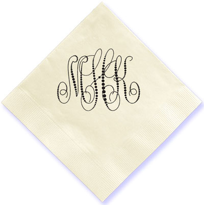 Pearl String Monogram Personalized 3-Ply Napkins by Embossed Graphics