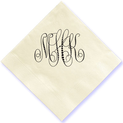 Pearl String Monogram Personalized 3-Ply Napkins by Embossed Graphics Pearl String Monogram Personalized 3-Ply Napkins by Embossed Graphics
