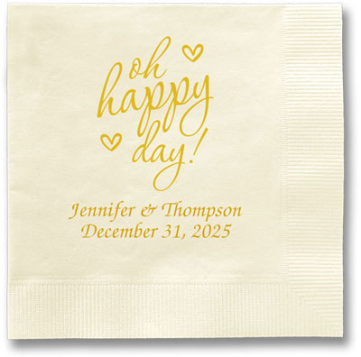 Oh Happy Day Personalized 3-Ply Napkins by Embossed Graphics