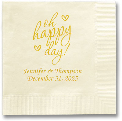 Oh Happy Day Personalized 3-Ply Napkins by Embossed Graphics Oh Happy Day Personalized 3-Ply Napkins by Embossed Graphics
