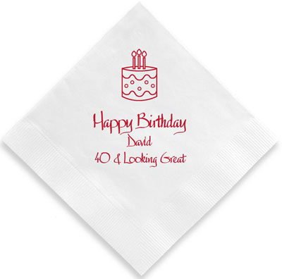 Birthday Cake Personalized 3-Ply Napkins by Embossed Graphics