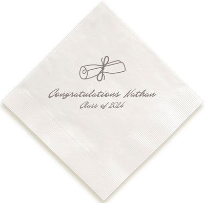 Graduation Scroll Personalized 3-Ply Napkins by Embossed Graphics