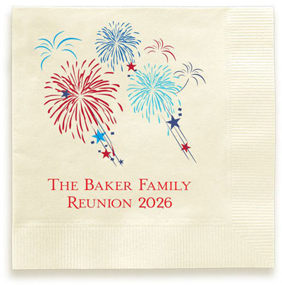 Fireworks Celebration Personalized 3-Ply Napkins by Embossed Graphics