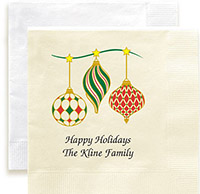 Christmas Ornaments Personalized 3-Ply Napkins by Embossed Graphics