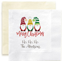 Merry Christmas Gnomes Personalized 3-Ply Napkins by Embossed Graphics