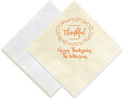 Thankful Thanksgiving Personalized 3-Ply Napkins by Embossed Graphics