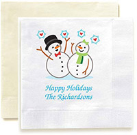 Snowman Couple Personalized 3-Ply Napkins by Embossed Graphics