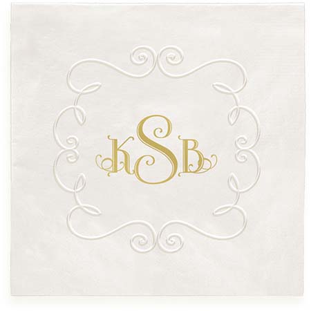 Camden Embossed-Frame Monogram Personalized 3-Ply Napkins by Embossed Graphics